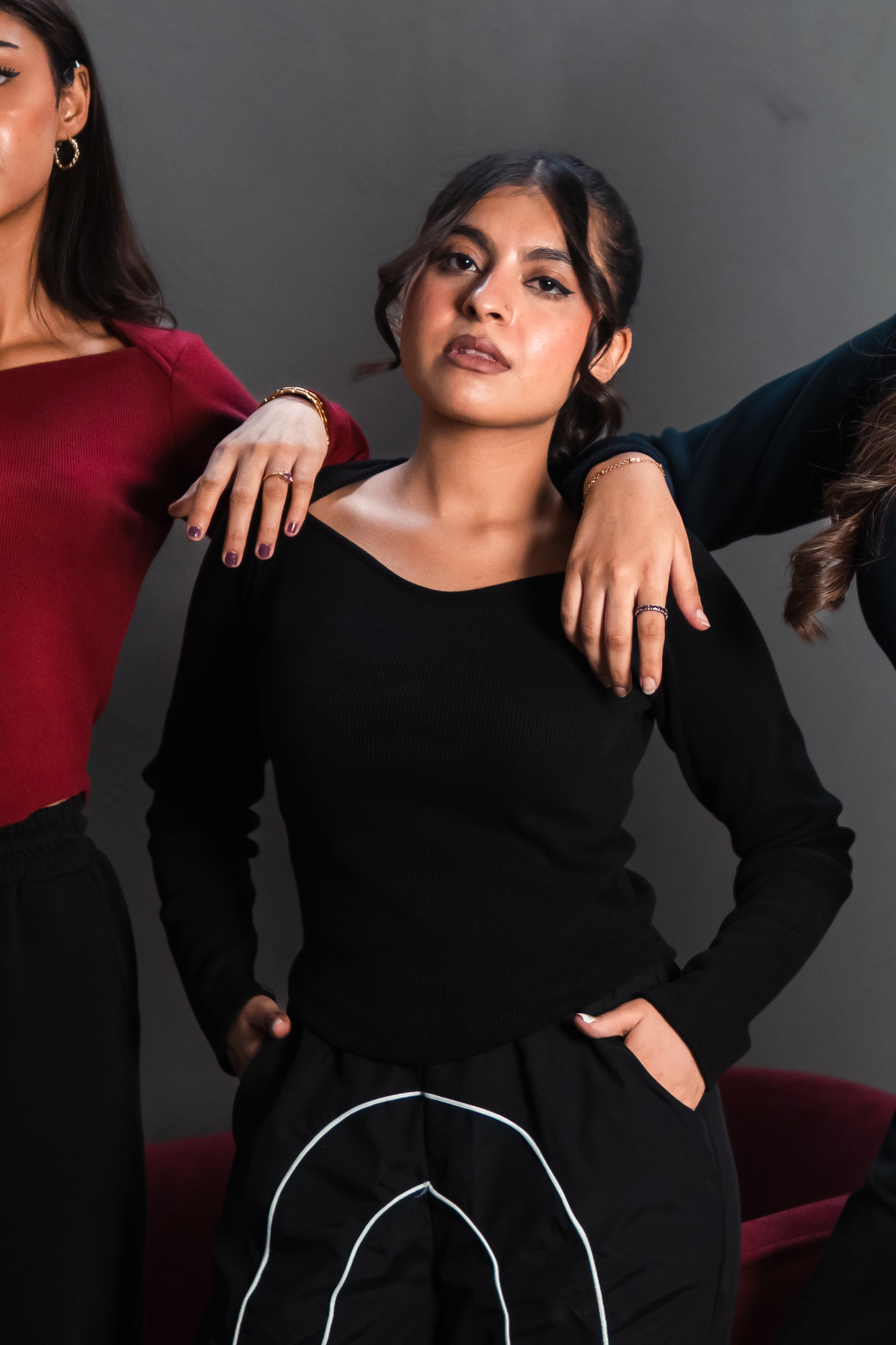 Ribbed Sweetheart Neck - Black