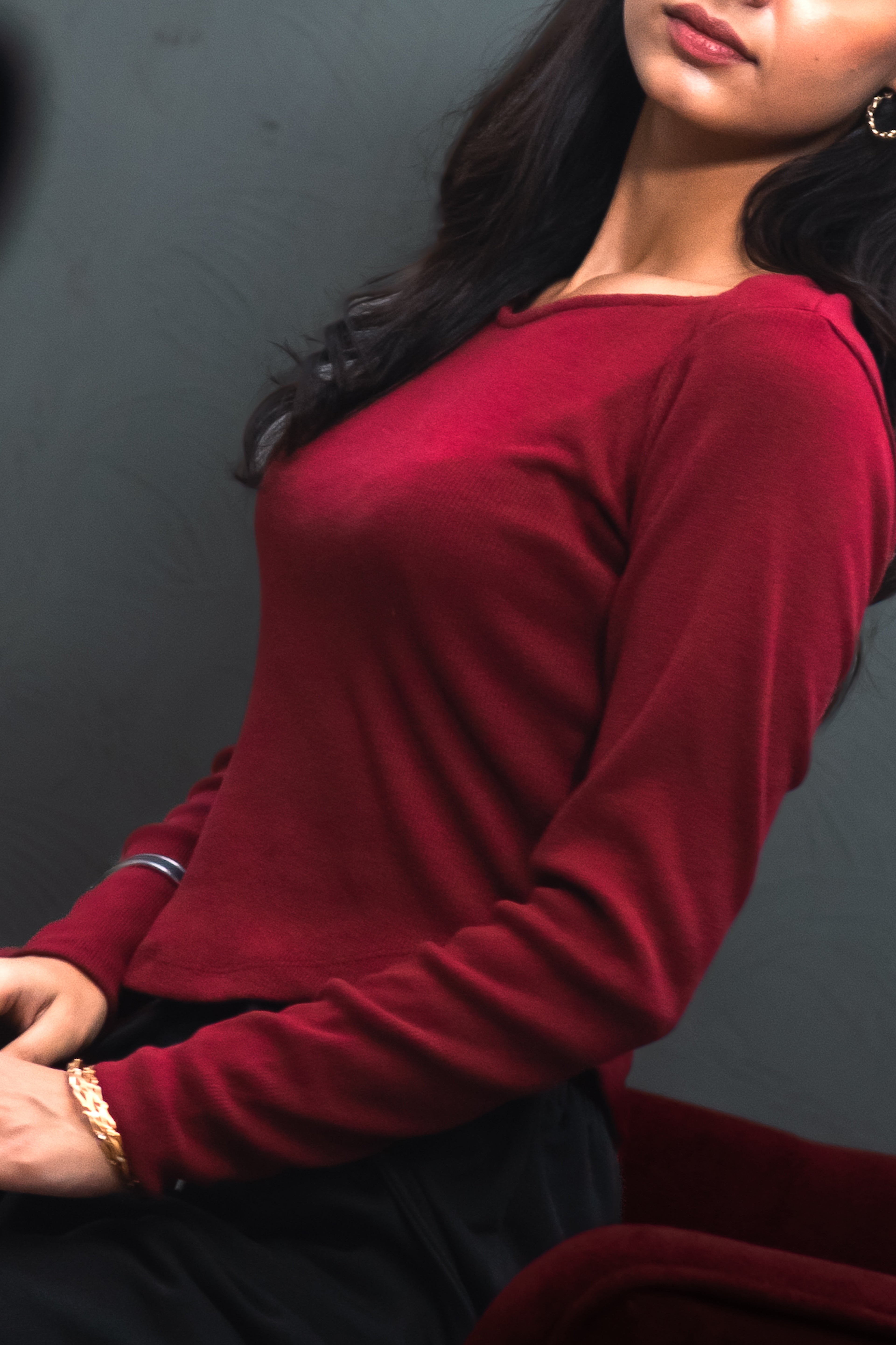 Ribbed Sweetheart Neck - Red