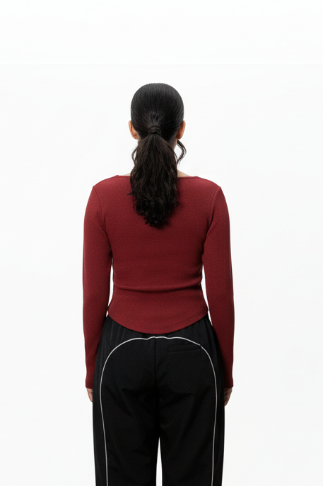 Ribbed Sweetheart Neck - Red