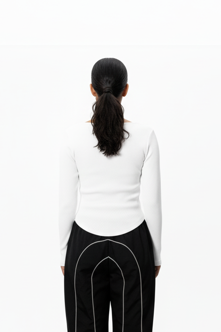 Ribbed Sweetheart Neck - White