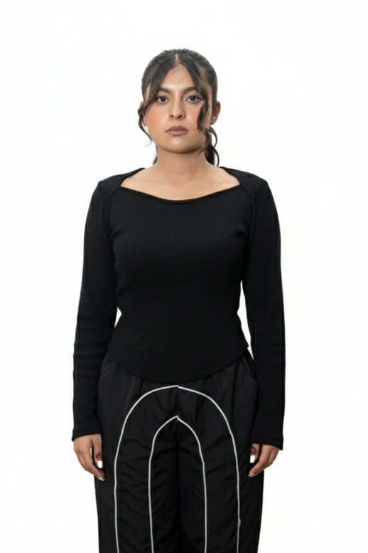 Ribbed Sweetheart Neck - Black