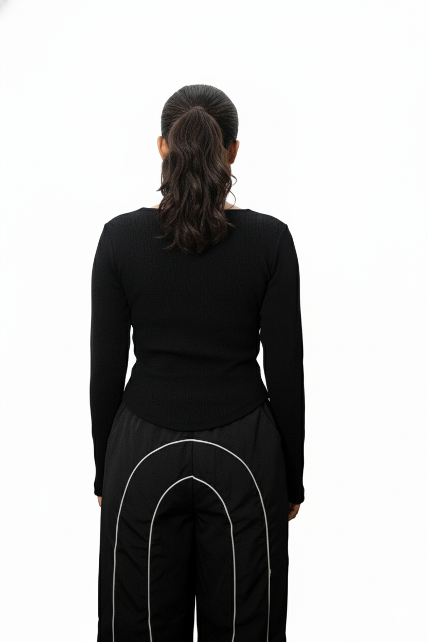 Ribbed Sweetheart Neck - Black