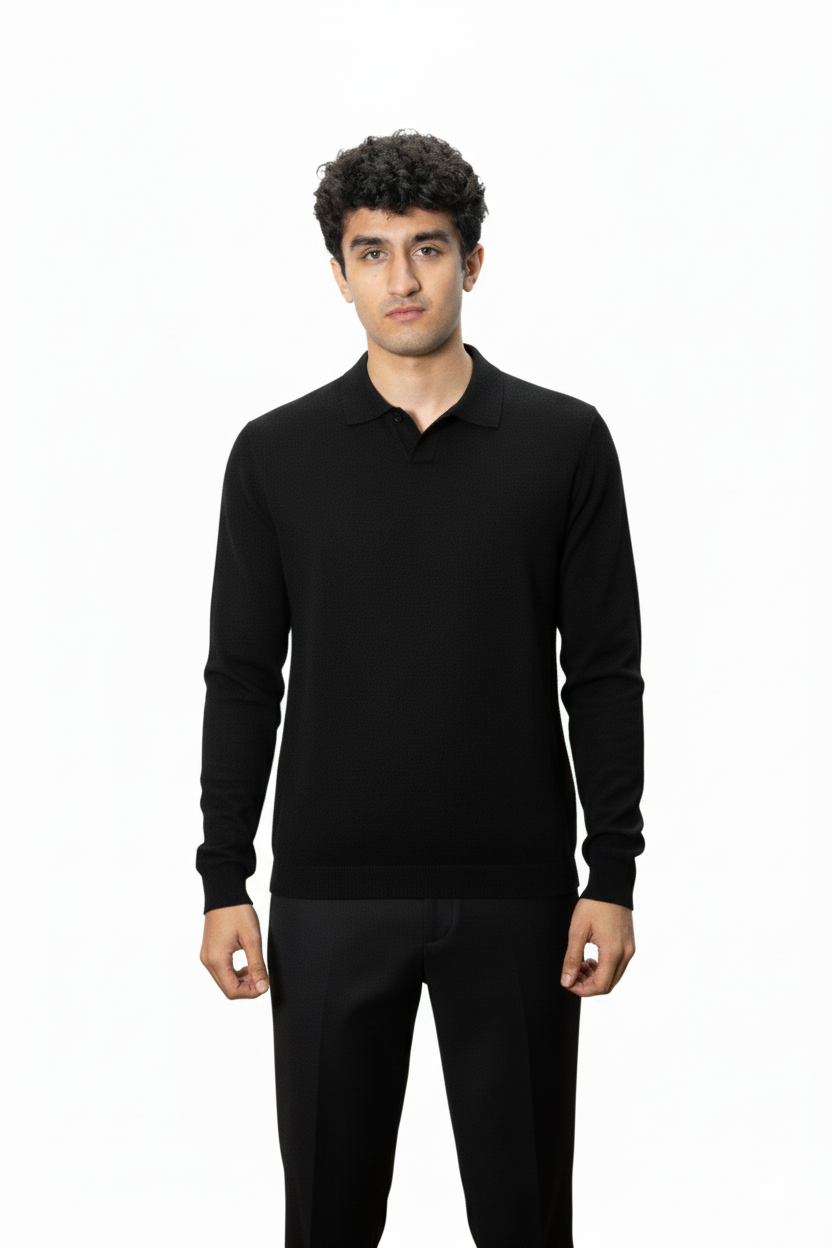 Polo Pullover - Black