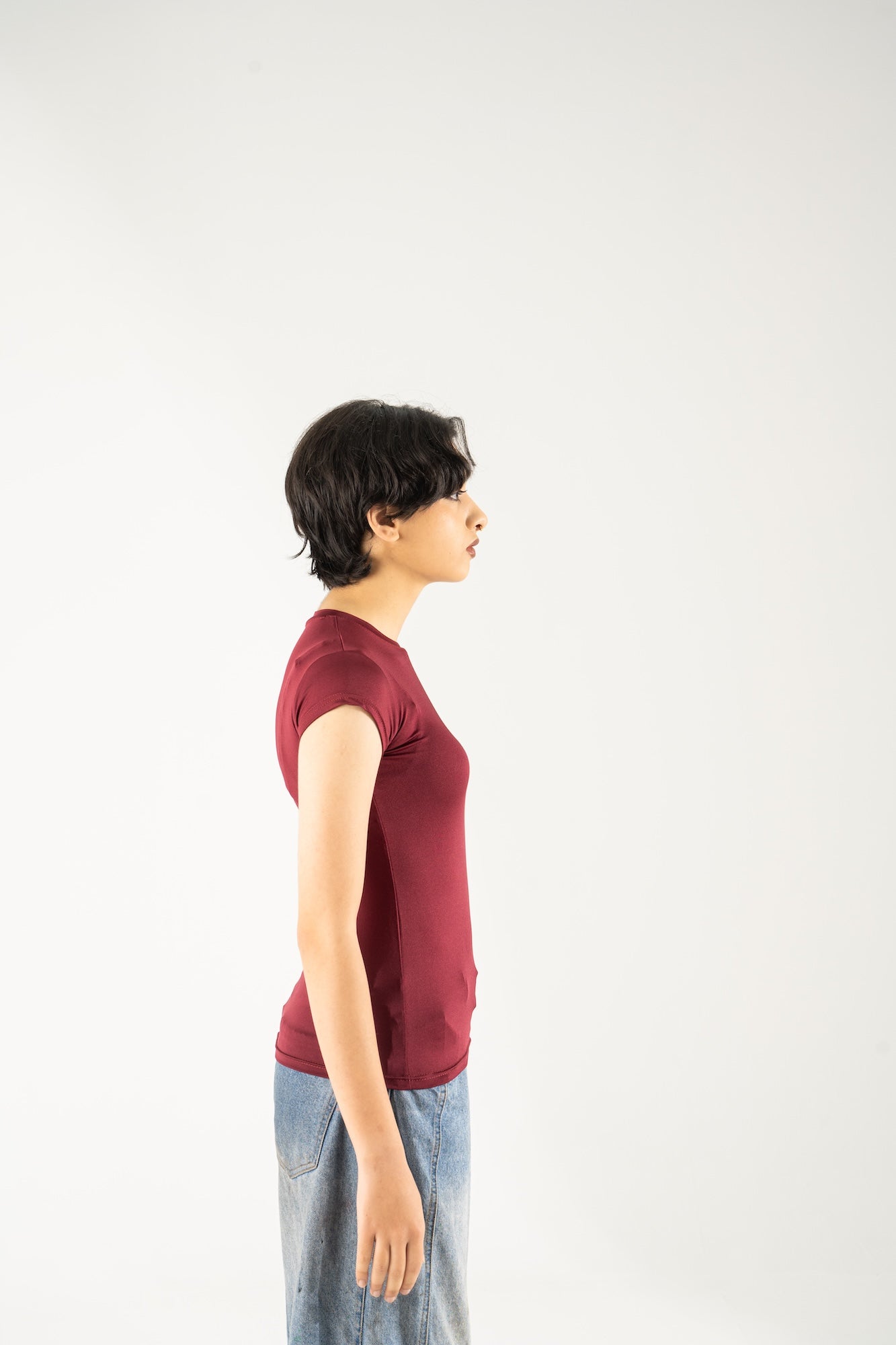 Half Sleeve Crewneck Top - Red