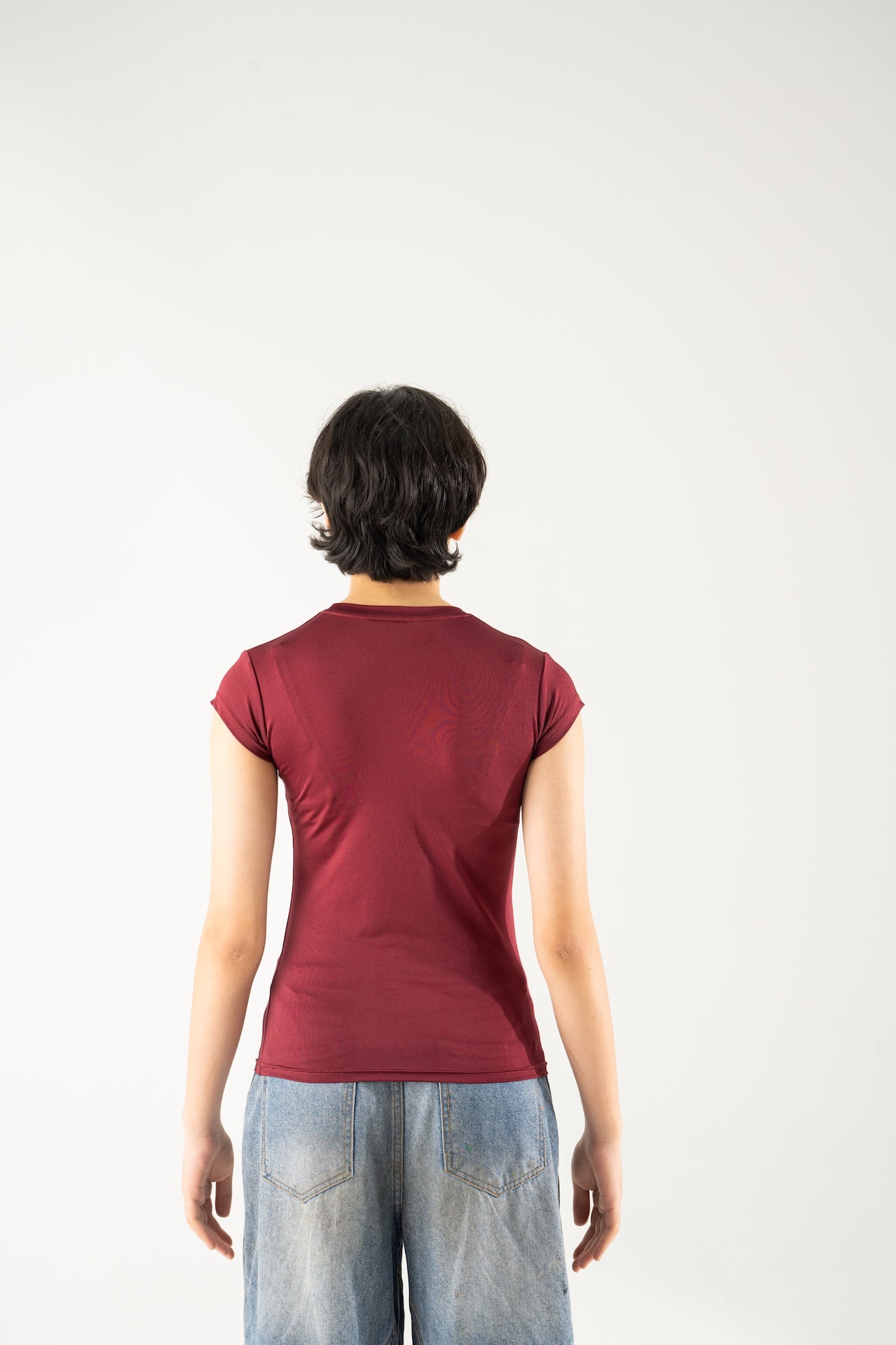 Half Sleeve Crewneck Top - Red