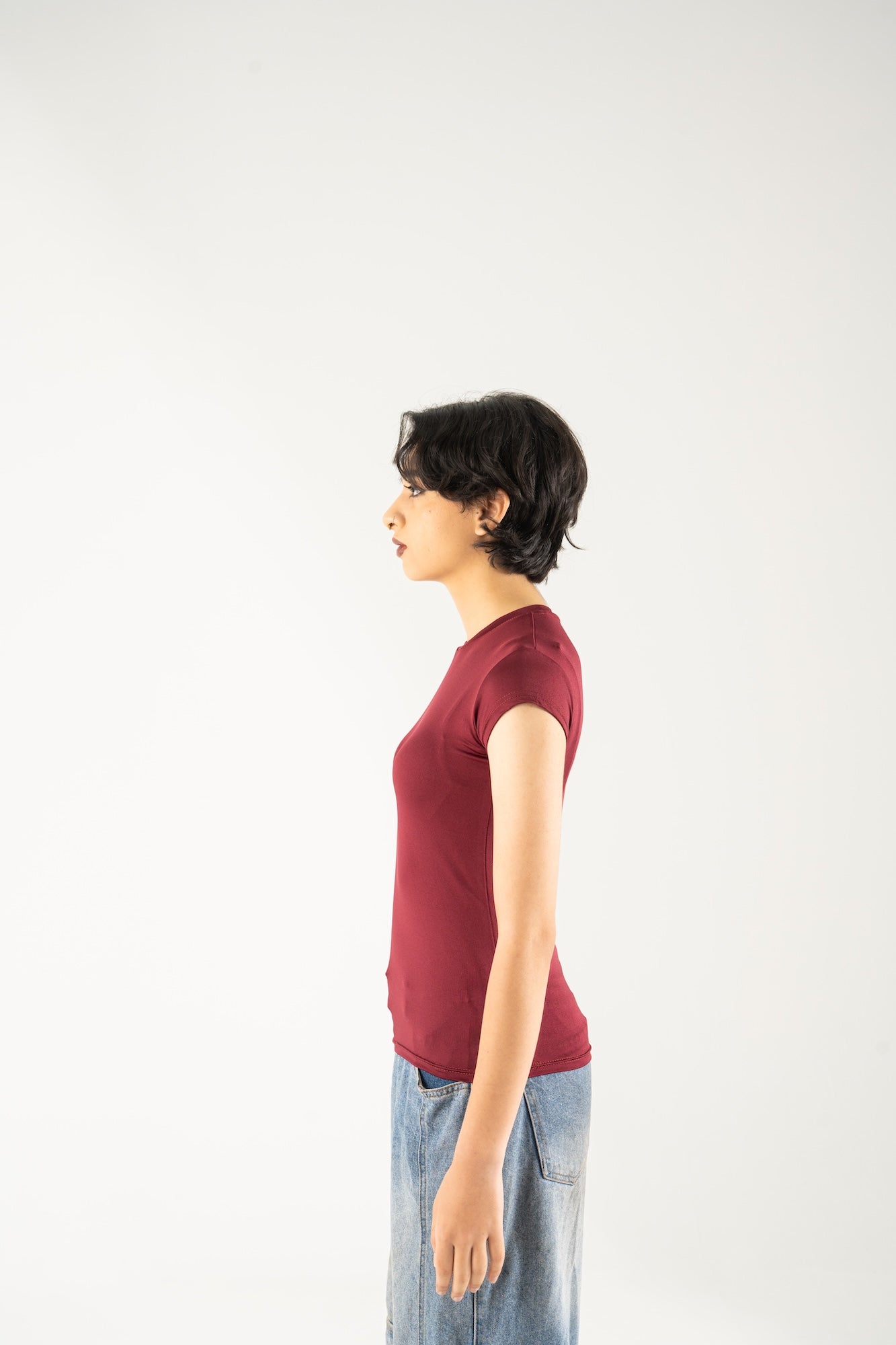 Half Sleeve Crewneck Top - Red