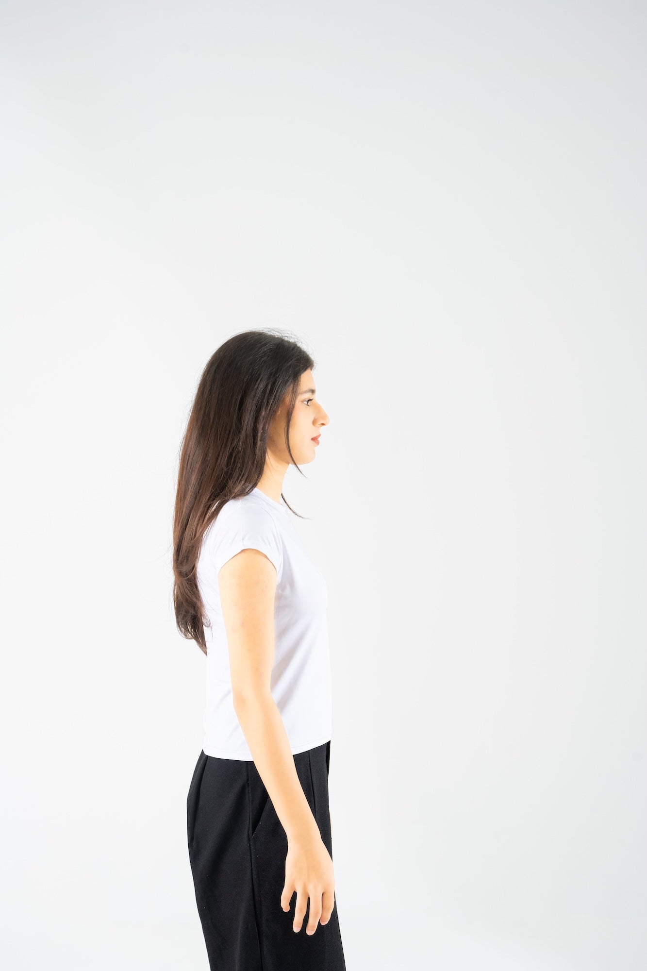 Half Sleeve Crewneck Top - White