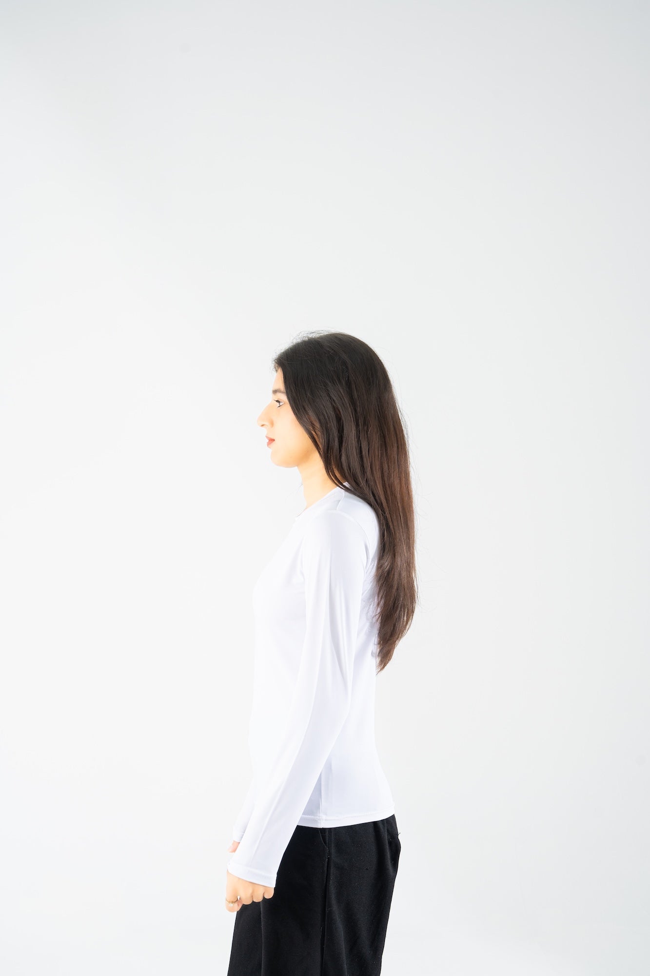 Long Sleeve Crewneck Top - White