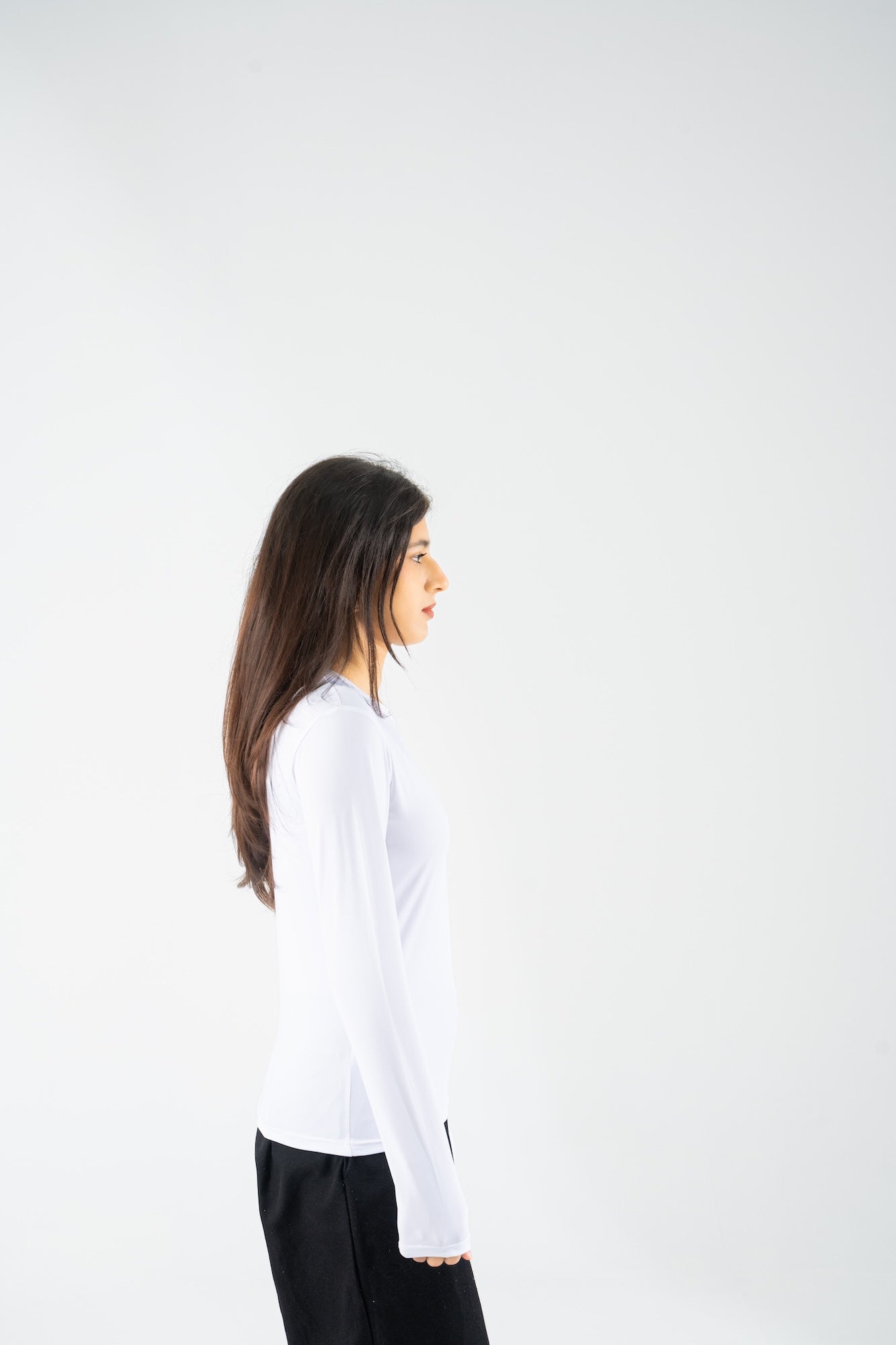 Long Sleeve Crewneck Top - White