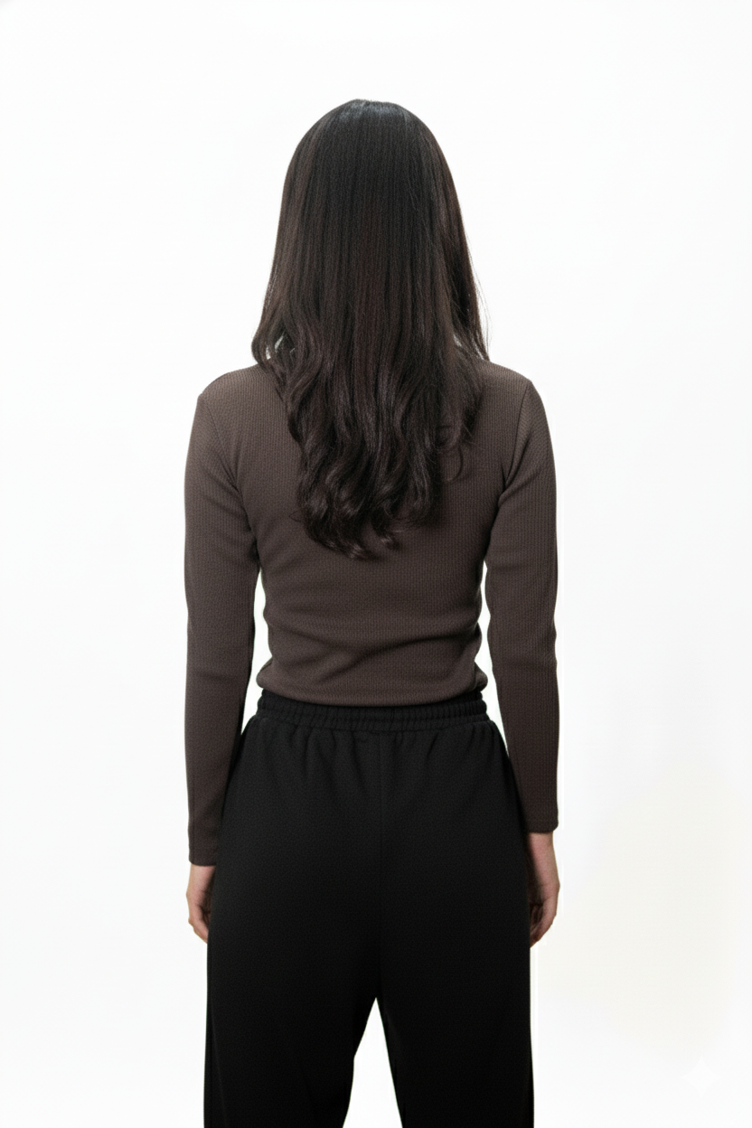 Ribbed Boat Neck - Brown