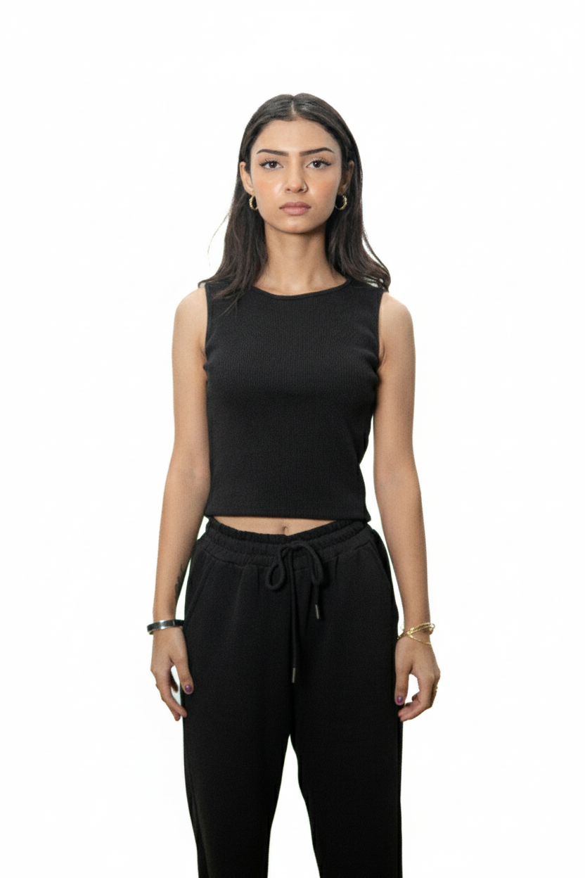 Ribbed Tank Top - Black