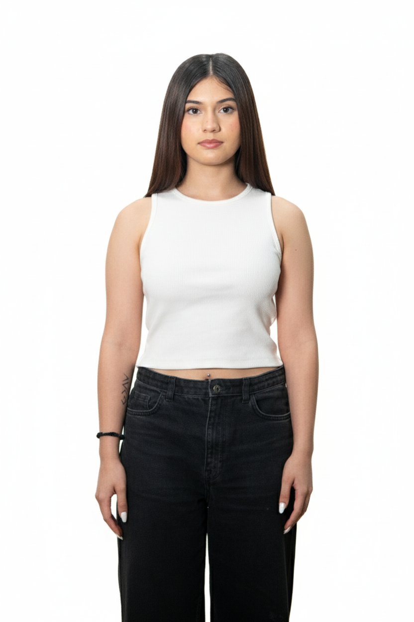 Ribbed Tank Top - White